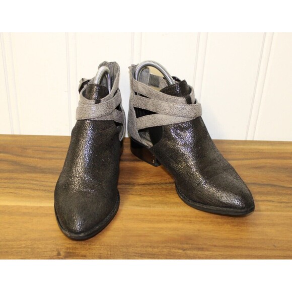 Vintage Everly-PL by Jeffrey Campbell Boots Western Black Metallic Size 6.5 - Picture 2 of 9